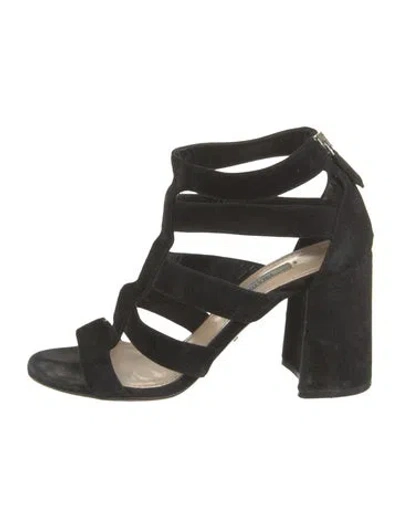 Pre-owned Prada Suede Gladiator Sandals In Black