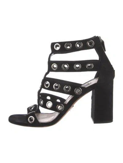 Pre-owned Prada Suede Gladiator Sandals In Black