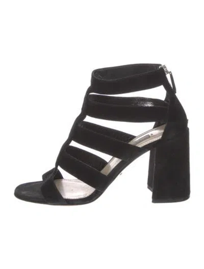 Pre-owned Prada Suede Gladiator Sandals In Black