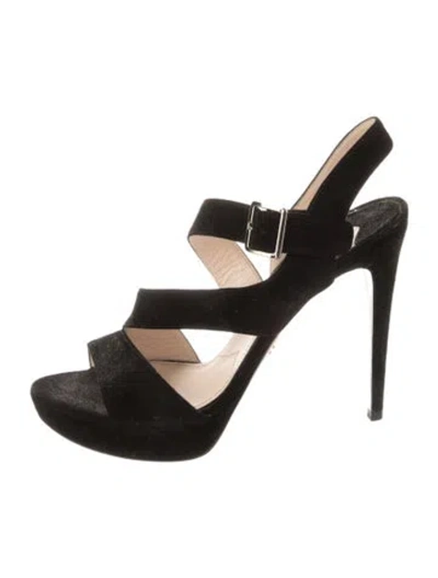 Pre-owned Prada Suede Gladiator Sandals In Black