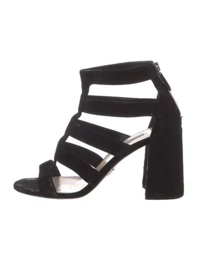 Pre-owned Prada Suede Gladiator Sandals In Black