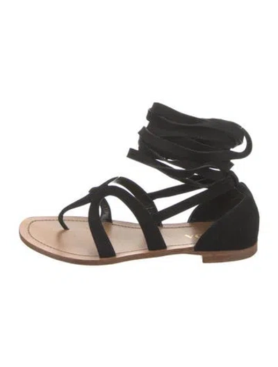 Pre-owned Prada Suede Gladiator Sandals In Black