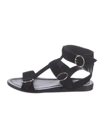 Pre-owned Prada Suede Gladiator Sandals In Black