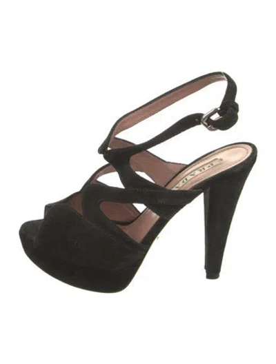 Pre-owned Prada Suede Gladiator Sandals In Black