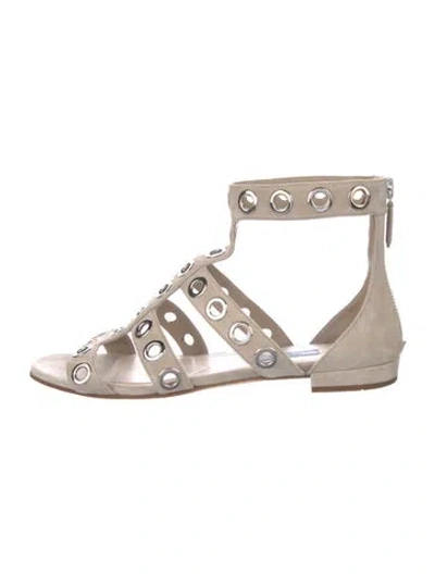 Pre-owned Prada Suede Gladiator Sandals In Neutral