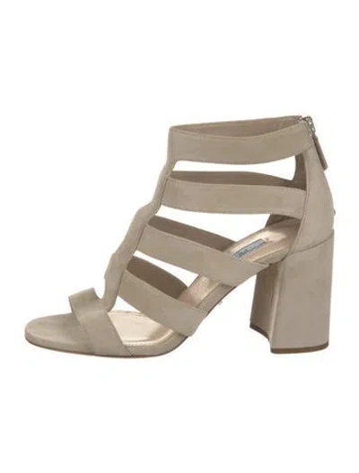 Pre-owned Prada Suede Gladiator Sandals In Neutral