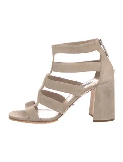 Pre-owned Prada Suede Gladiator Sandals In Neutral
