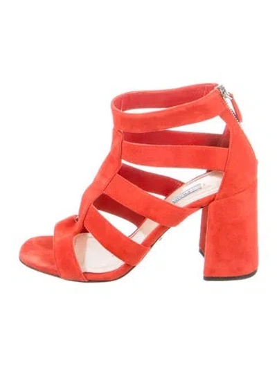 Pre-owned Prada Suede Gladiator Sandals In Orange