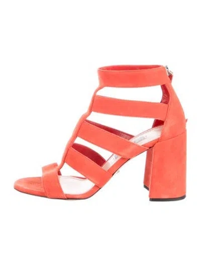 Pre-owned Prada Suede Gladiator Sandals In Red