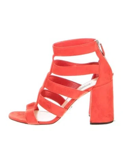 Pre-owned Prada Suede Gladiator Sandals In Red