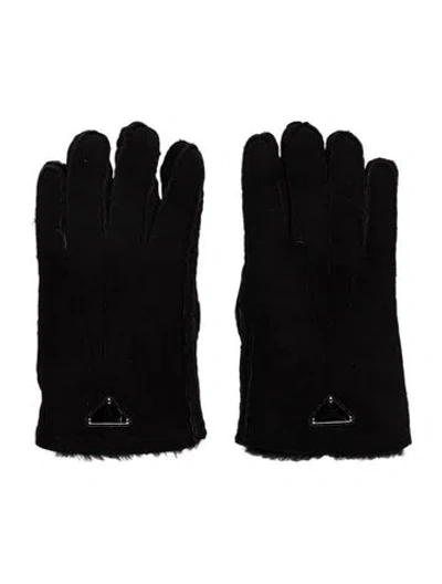 Pre-owned Prada Suede Gloves In Black