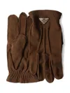 Prada Suede Gloves In Brown
