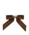 Prada Suede Bow Hair Clip In Brown