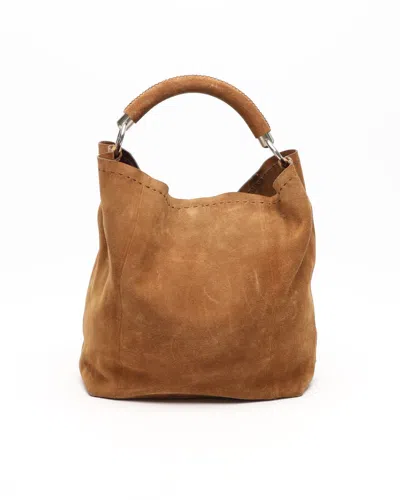 Prada Suede Hobo Bag In Brown