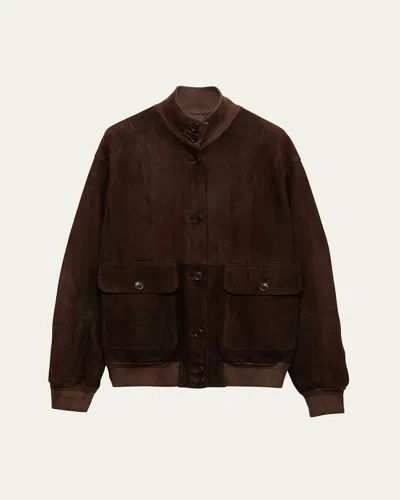 PRADA SUEDE HOT-STAMP LOGO JACKET
