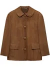 Prada Suede Collared Jacket In Brown