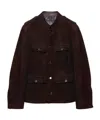 Prada Suede Jacket In Brown