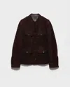 Prada Suede Jacket In Brown