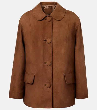Prada Suede Jacket In Brown