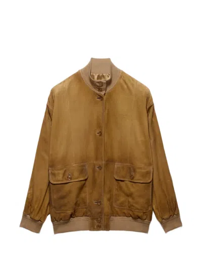 Prada Suede Jacket In Brown
