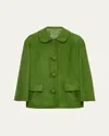 Prada Giacca In Pelle Scamosciata Verde Donna In F0225 Mela