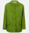 Prada Giacca In Pelle Scamosciata Verde Donna In Grün