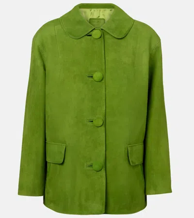 Prada Jacke Aus Veloursleder In Grün