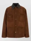 Prada Suede Caban Jacket Vintage Effect Collar In Brown