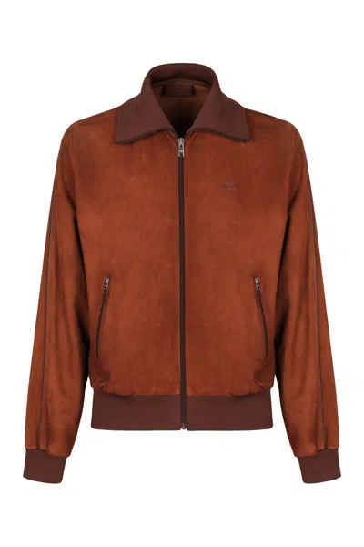 Prada Suede Jacket In Red