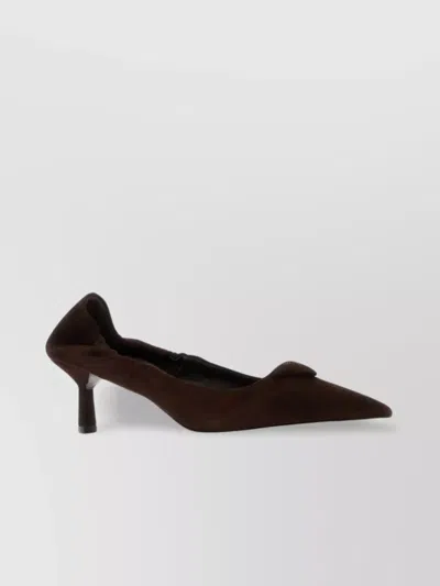 PRADA SUEDE KITTEN HEEL PUMPS WITH POINTED TOE