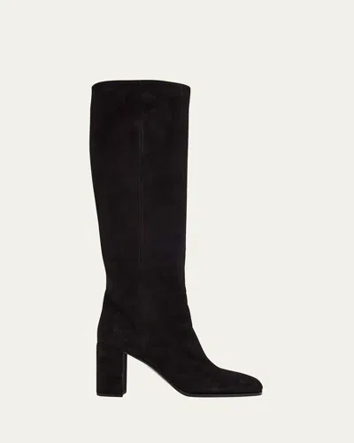 Prada Suede Knee-high Boots In Animal Print