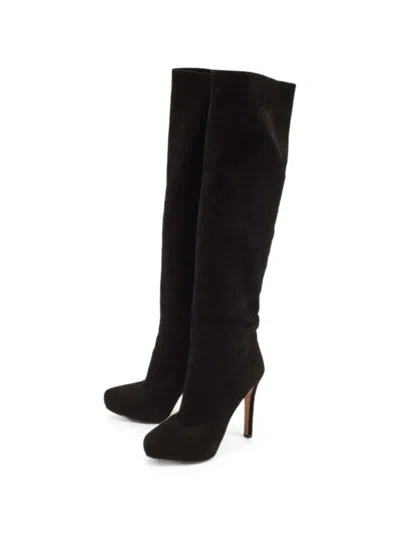 Pre-owned Prada Suede Knee-high Boots In Black