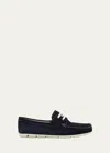 PRADA SUEDE LACE-UP DRIVER LOAFERS