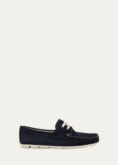Prada Woman Midnight Blue Suede Driver Loafers