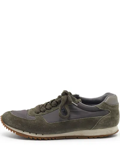 Pre-owned Prada Suede Lace-up Sneakers In Gray