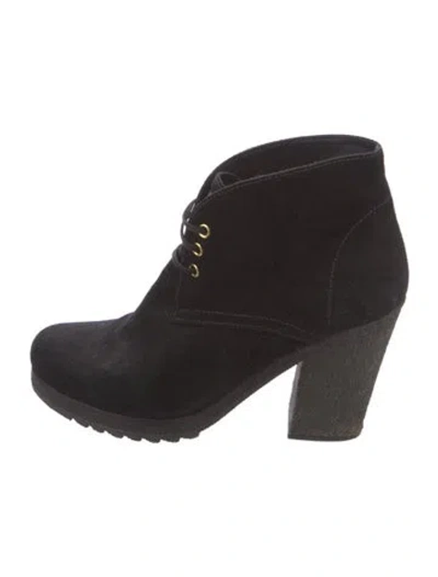Pre-owned Prada Suede Lace-up Boots In Black