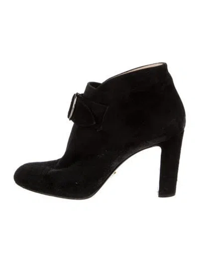Pre-owned Prada Suede Lace-up Boots In Black