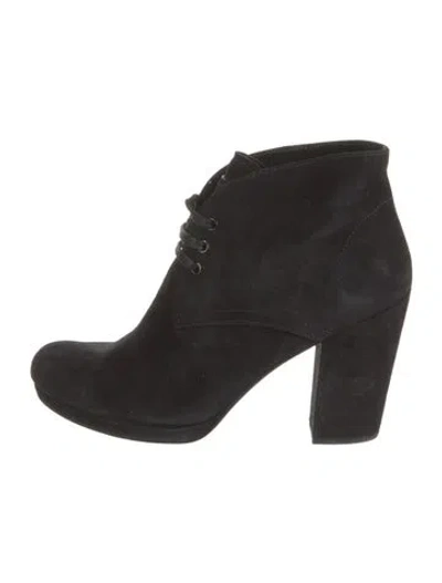 Pre-owned Prada Suede Lace-up Boots In Black