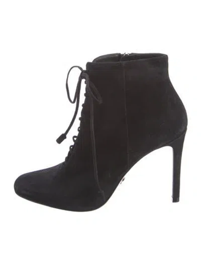 Pre-owned Prada Suede Lace-up Boots In Black