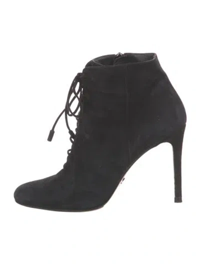 Pre-owned Prada Suede Lace-up Boots In Black