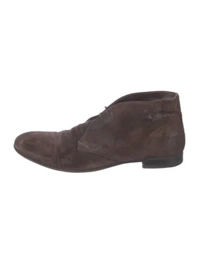 Pre-owned Prada Suede Lace-up Boots In Brown