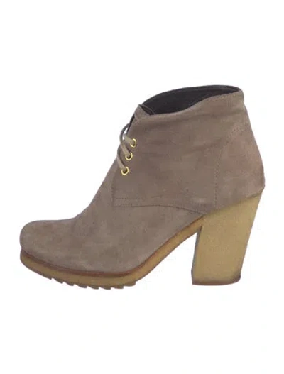 Pre-owned Prada Suede Lace-up Boots In Brown