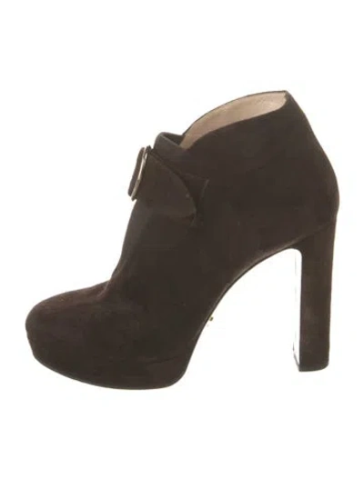 Pre-owned Prada Suede Lace-up Boots In Brown
