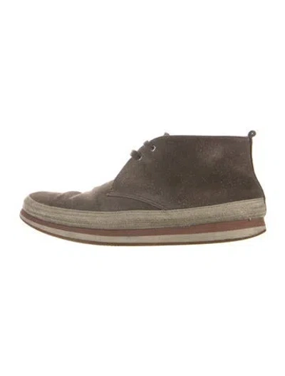 Pre-owned Prada Suede Lace-up Boots In Brown