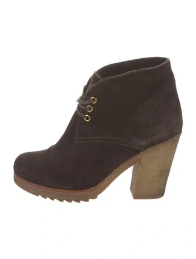 Pre-owned Prada Suede Lace-up Boots In Brown