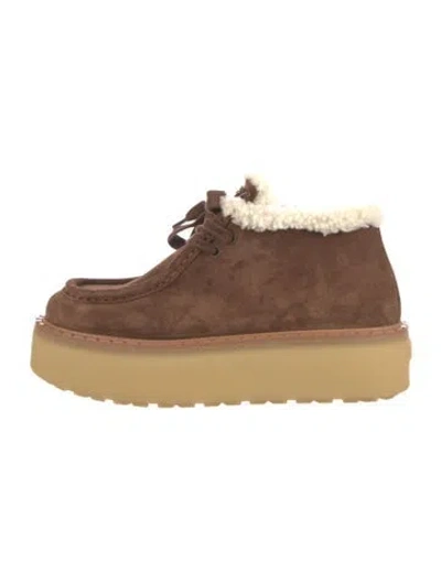 Pre-owned Prada Suede Lace-up Boots In Brown