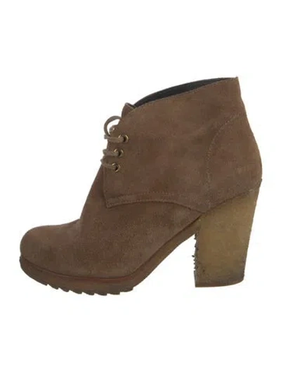 Pre-owned Prada Suede Lace-up Boots In Neutrals