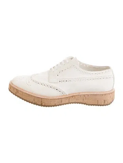 Pre-owned Prada Suede Lasercut Accents Oxfords In Neutral