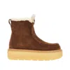 Prada Platform Booties Featuring Shearling Lining In Brown