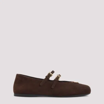 Prada Suede Leather Ballerinas In Brown